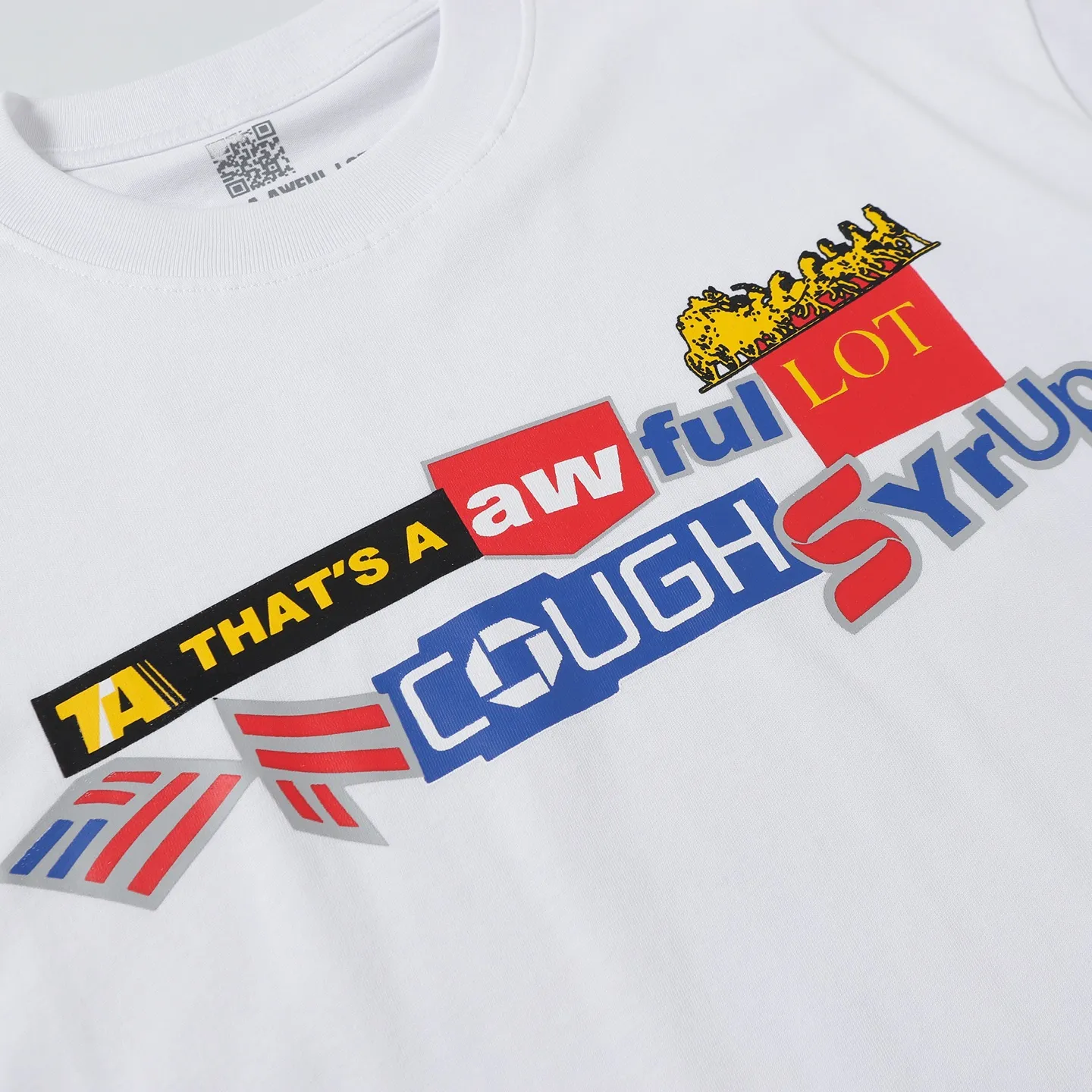 #White/Black ｜ THAT'S A AWFUL LOT OF COUGH SYRUP In Stock Real shot American simple trendy brand loose casual T-shirt Fabric (fabric): 32 counts Weight combed double yarn pure cotton Sizes (size): S-M L X L Color (colour):, Black/White